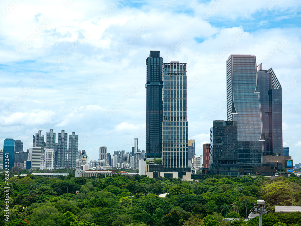 Bangkok cityscape skyline Thailand, Lumphini Public park and Bangkok cityscape in metropolis city. Bangkok cityscape skyline Thailand, Lumphini Public park and Bangkok cityscape in metropolis city.