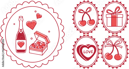 Valentine's Day icon set with love symbols and gifts
