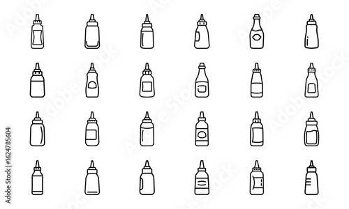 Fast Food Vector Icon Set of Burger, Pizza, French Fries, Hot Dog, Soda, Donut, Ice Cream, Flat Color Illustration for Restaurant Menu, Cafe, Sticker, Social Media, on White Background