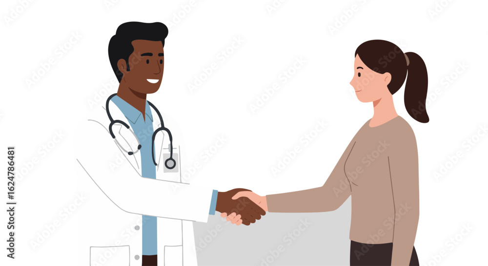 Minimalist flat vector doctor handshake closeup Minimalist flat vector doctor handshake closeup