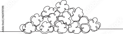Continuous Line Drawing of Popcorn, Illustrating Cinema Snack De