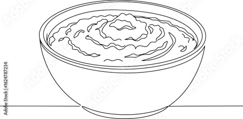 Minimalist bowl line art illustration showcasing creamy american