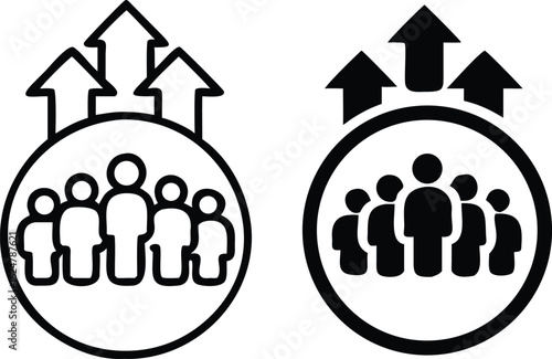 Team growth icon vector set, development illustration sign collection, popularity symbol.
