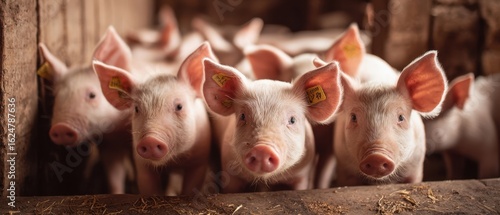 Wallpaper Mural The charming group of pigs waiting in a rustic barn environment. Torontodigital.ca