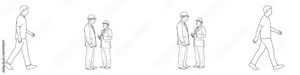 Architectural CAD Human Figures – Walking & Talking Outline Vectors Architectural CAD Human Figures – Walking & Talking Outline Vectors