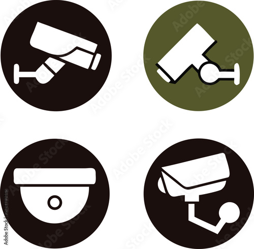 collection of modern CCTV icon. illustration silhouette of surveillance cameras. Surveillance icons set.
