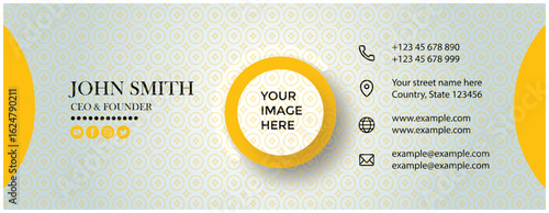 Professional email signature template with contact details and placeholder for personal image