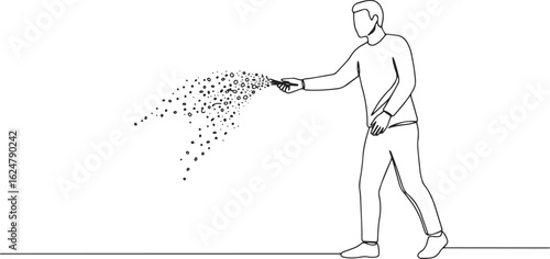 Minimalistic illustration of a man scattering ashes with a conti