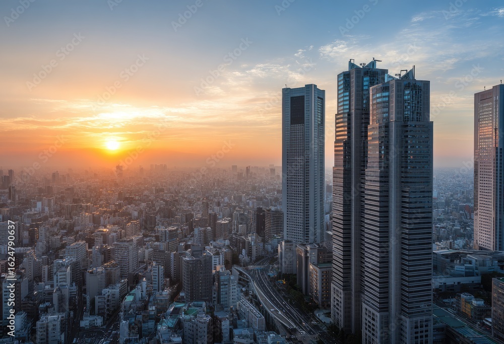 Obraz premium Urban cityscape at sunrise
