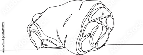 Elegant single line drawing of a flavorful pork knuckle illustra