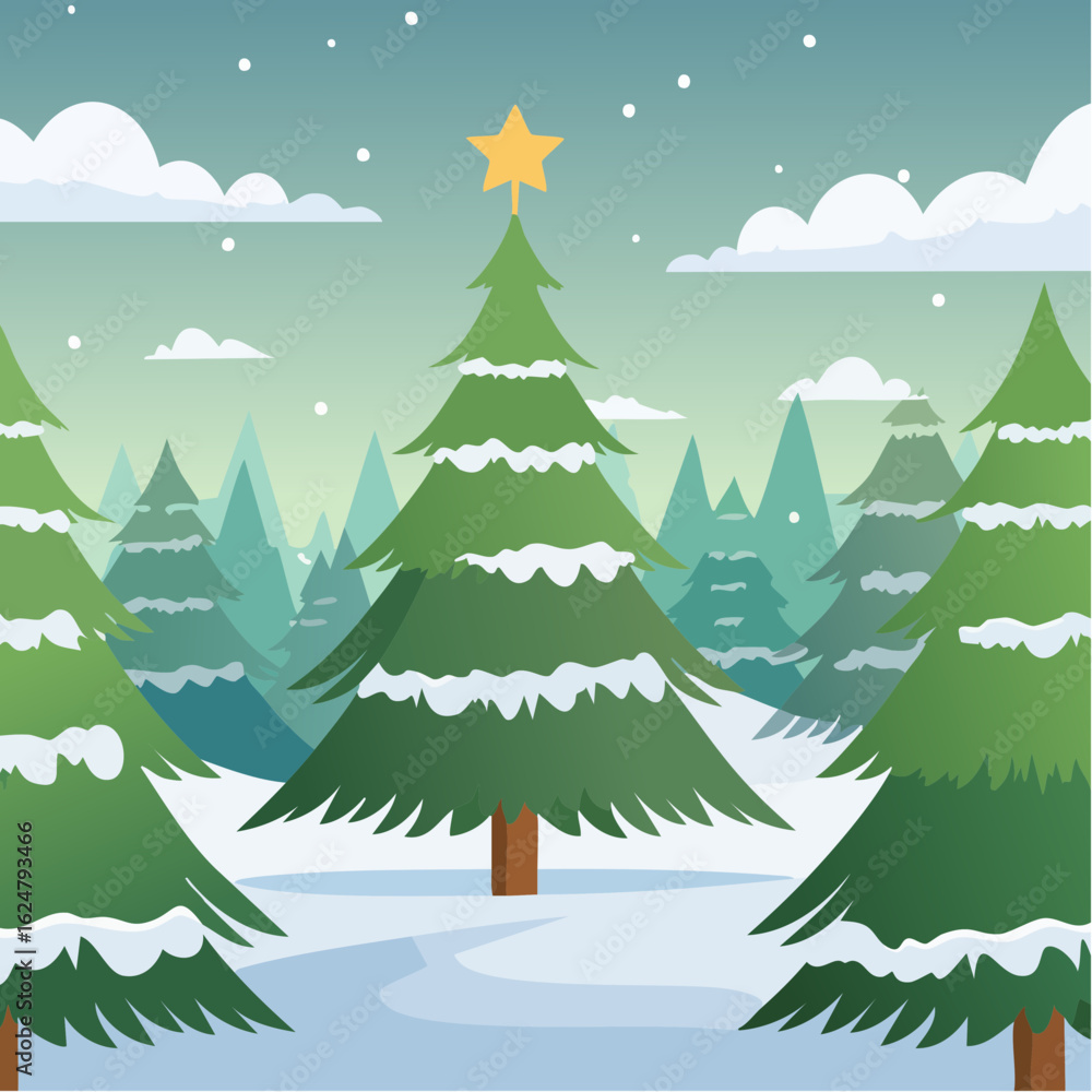 Obraz premium Christmas tree background vector illustration