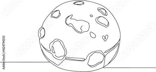 Single Line Art of a cheese bread, Pao de Queijo, Brazilian Deli