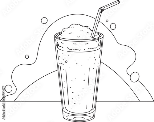 Minimalist outline illustration of a refreshing lassi drink with