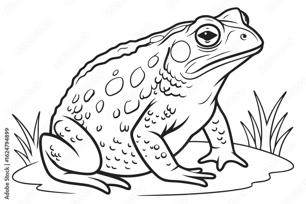 Fototapeta premium coloring page line art the toad black vector