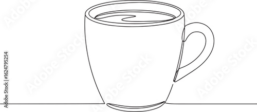 Continuous line drawing of a cup of americano coffee concept ill