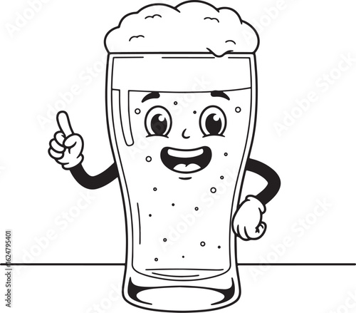 Charming beer glass character illustration with a jovial express