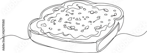 Elegant single line drawing of delicious and savory garlic bread