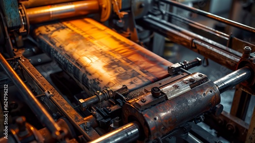 A photo of a printing press components