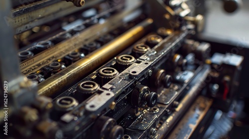 A photo of a printing press components