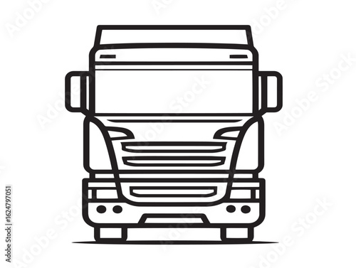 Clean cargo truck drawing in outlined 2D vector style