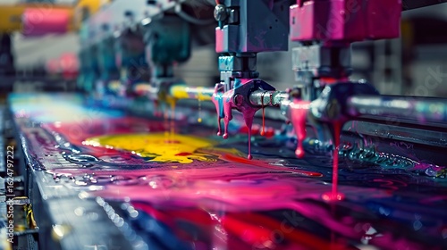 A photo of a printing press ink flow