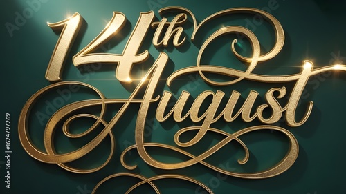 "14 August Pakistan Independence Day Green Background with English Calligraphy – Patriotic Abstract Design for National Celebration 2025"