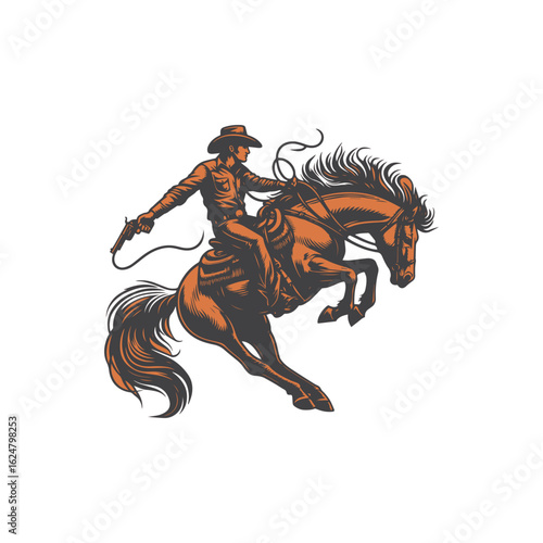 Cowboy baking horse. 