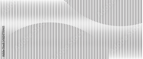 Abstract art geometric background with vertical lines. Optical illusion with waves and transition.
