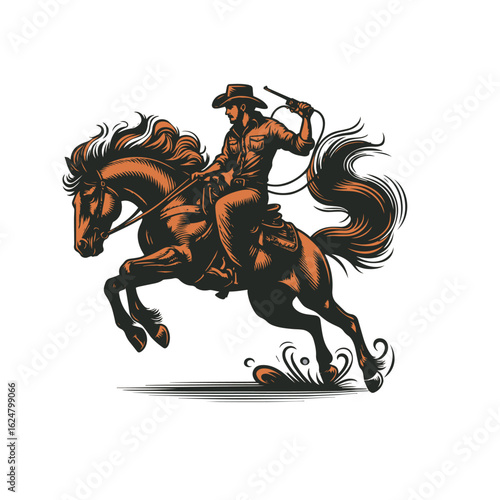 Cowboy baking horse. 