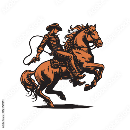 Cowboy baking horse. 