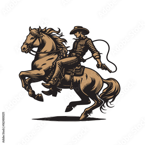 Cowboy baking horse. 