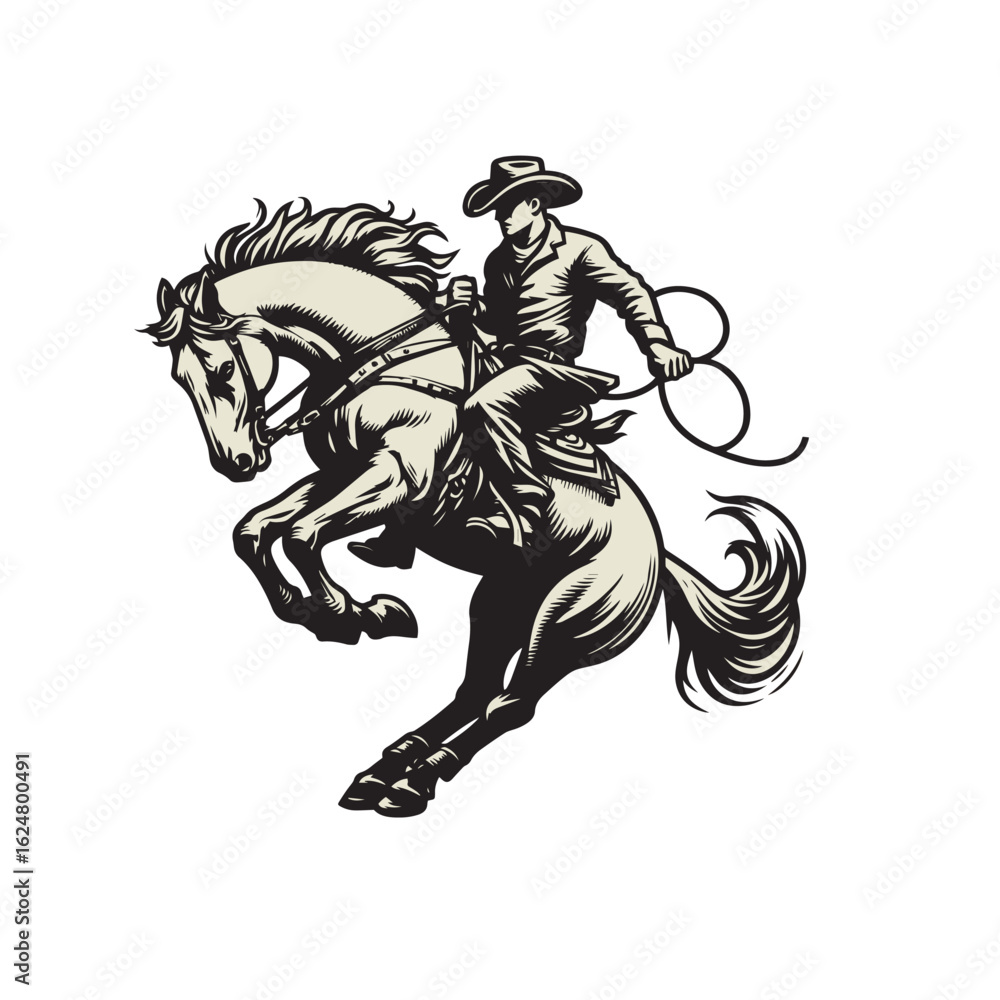 Obraz premium Cowboy baking horse. 