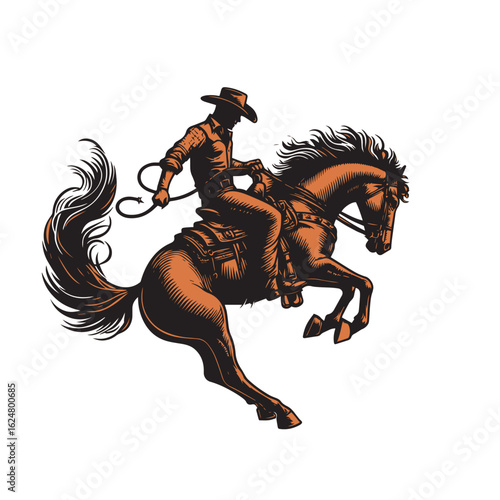 Cowboy baking horse. 