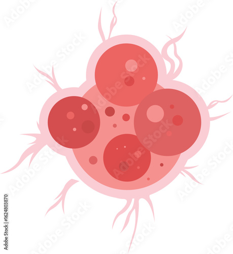 Cancer Cell Cluster with Filopodia Vector Illustration