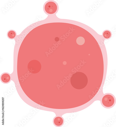 Viral Particle Budding from Host Cell Membrane Vector Illustration
