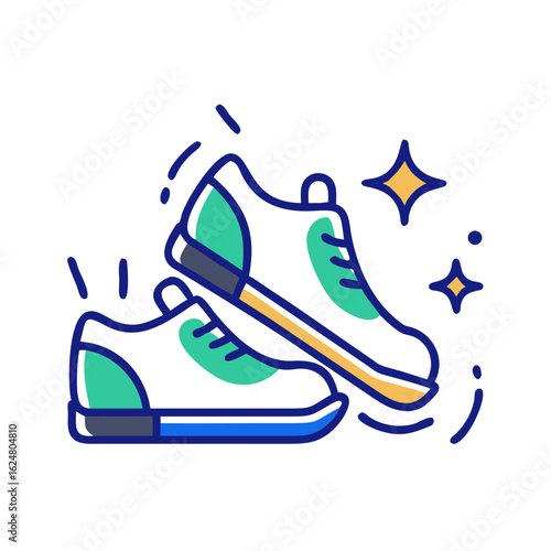 Running shoes with motion lines, symbolizing fitness, movement, and active lifestyle
