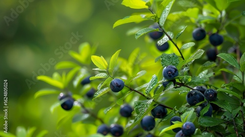 A photo of a huckleberry tree with huckleberries