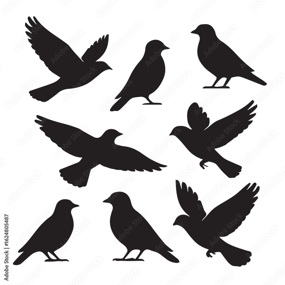 Obraz premium Vibrant flock of colorful birds in flight detailed vector illustration