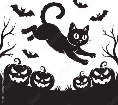 set of silhouettes of halloween