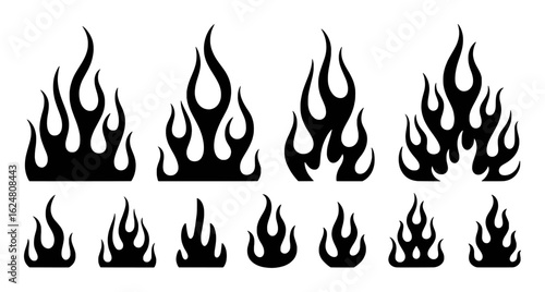 Black flame shapes and designs for graphic use fire heat