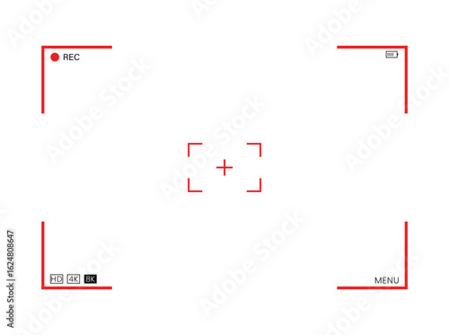 Focus on Future: A minimalist image of a camera viewfinder with a vibrant red crosshair, representing the essence of digital video recording. Capture the spirit of the filmmaking process.