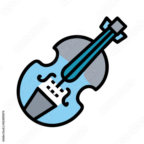 Violin with strings and bow resting beside it on plain background, symbolizing classical music performance, string instrument craftsmanship, and orchestral sound

