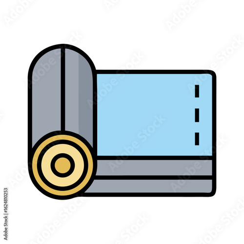 Rolled fabric material on a flat surface in minimalist style, symbolizing textile industry, production process, and material supply for manufacturing
