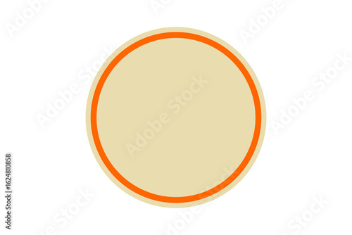 Free Download Beige circular badge with bright orange inner ring, retro style layered circle label PNG - GFXLoad