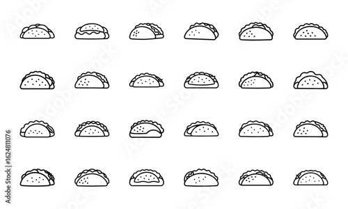 Fast Food Vector Icon Set of Burger, Pizza, French Fries, Hot Dog, Soda, Donut, Ice Cream, Flat Color Illustration for Restaurant Menu, Cafe, Sticker, Social Media, on White Background