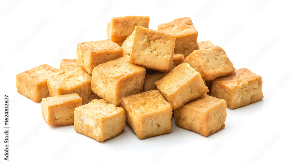 Fried tofu on a white background Fried tofu on a white background
