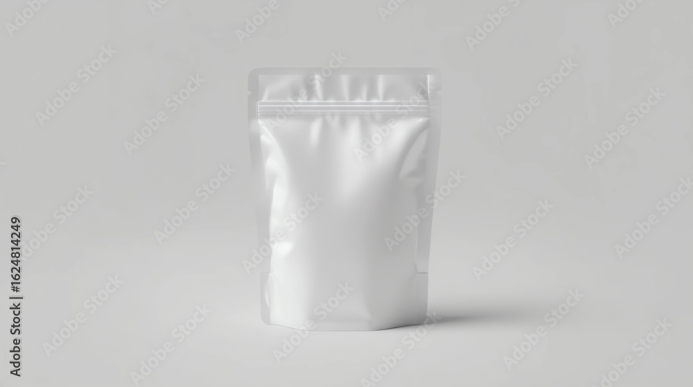 Blank white sachet packet mockup, isolated on gray background Blank white sachet packet mockup, isolated on gray background