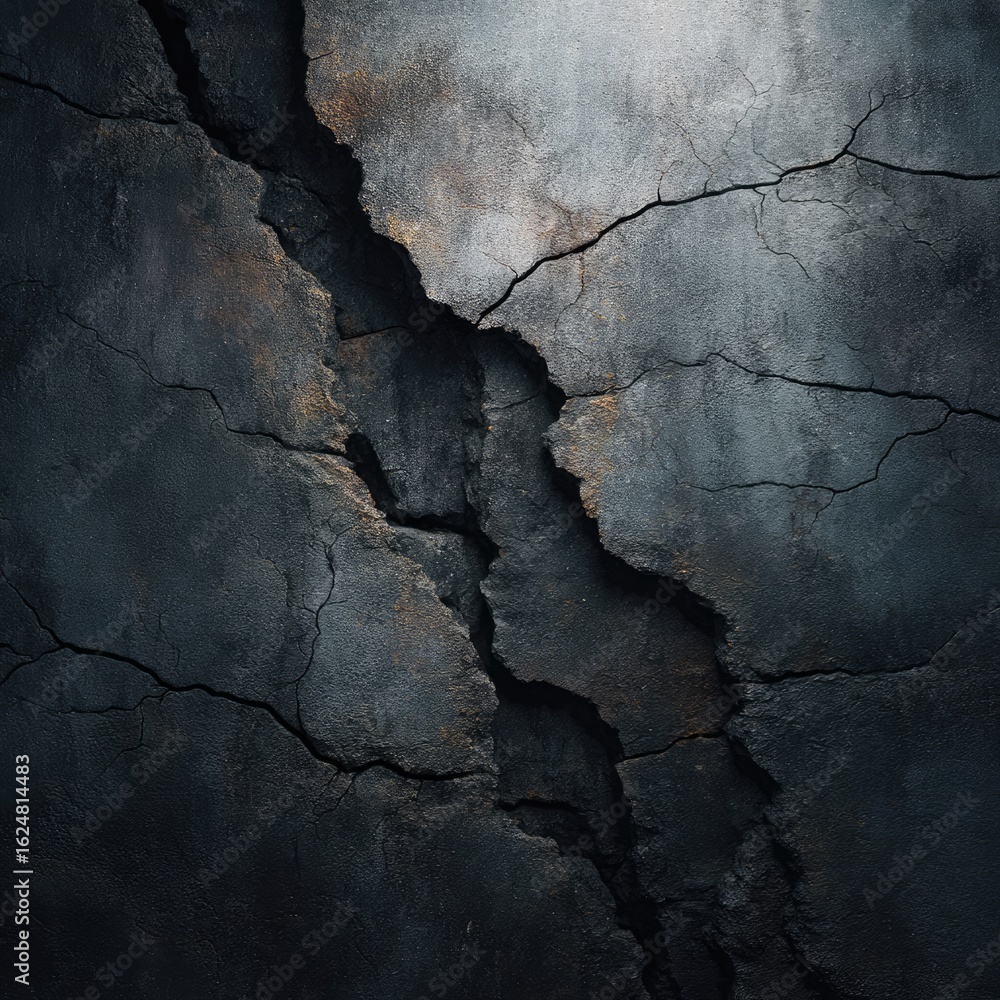 Fototapeta premium Dark, cracked concrete surface