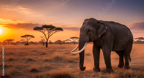 A majestic sri lankan elephant in the savanna