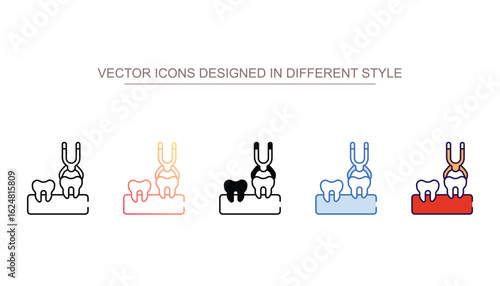 Tooth Extraction icon design with white background stock illustration
